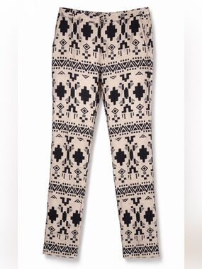 ZARA Tribal Print Linen Pants Men’s 32x31 Beige Black Boho Festival Summer